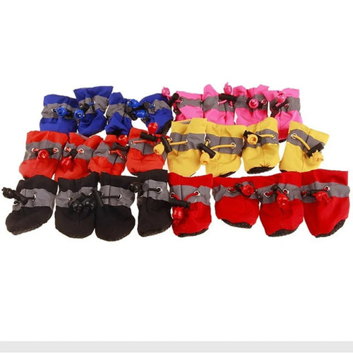 4pcs/set Waterproof Pet Dog Shoes Anti-slip