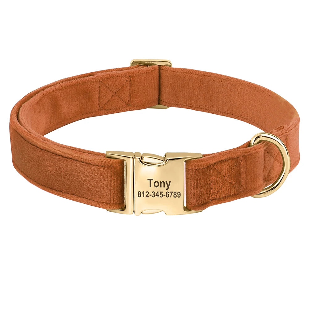 Personalized Velvet Dog Collar Super Soft