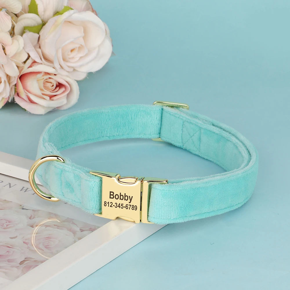 Personalized Velvet Dog Collar Super Soft