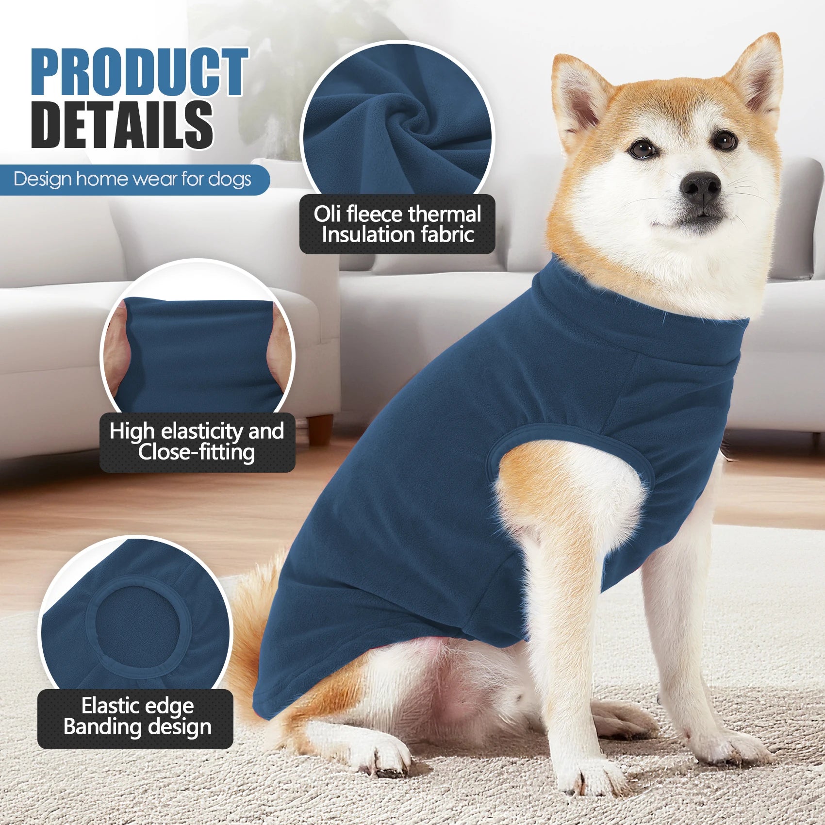 Fleece Dog Sweater,Stretchy Pullover Soft Dog