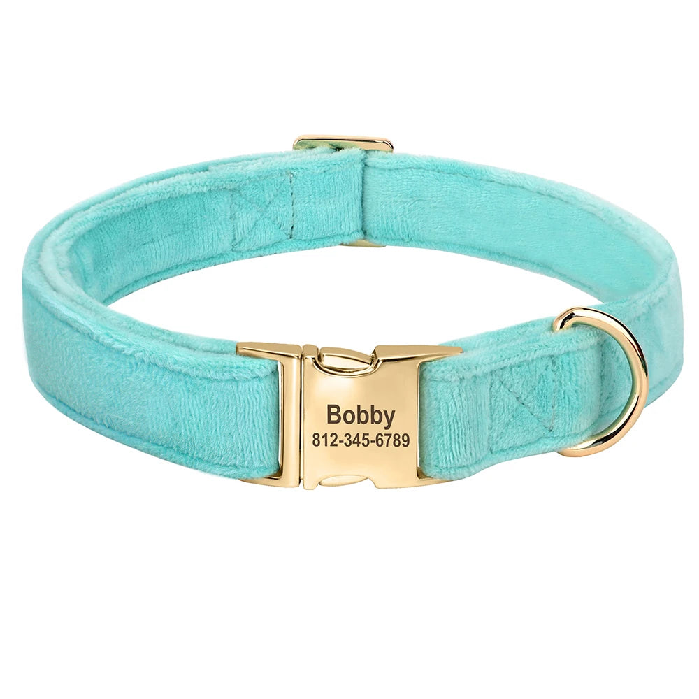 Personalized Velvet Dog Collar Super Soft