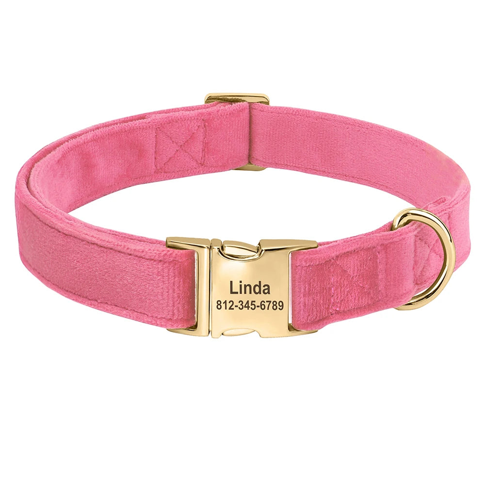 Personalized Velvet Dog Collar Super Soft