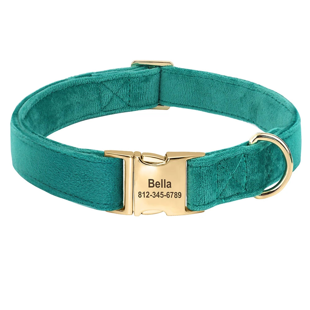 Personalized Velvet Dog Collar Super Soft