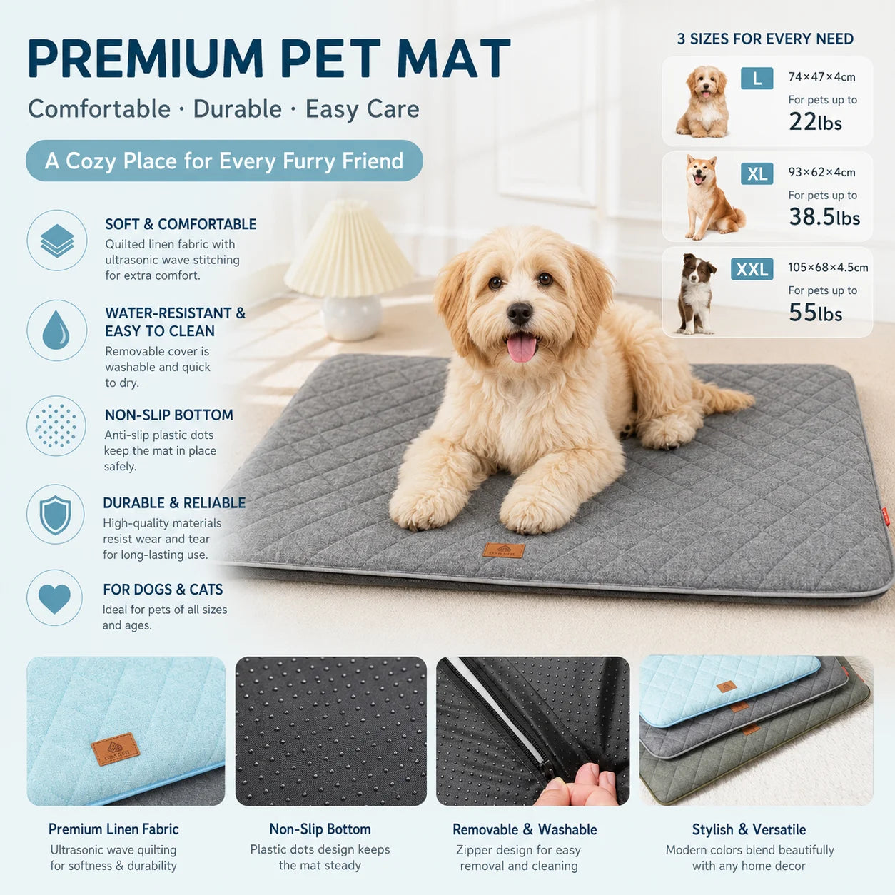 Dog Bed Summer Mat Removable Washable