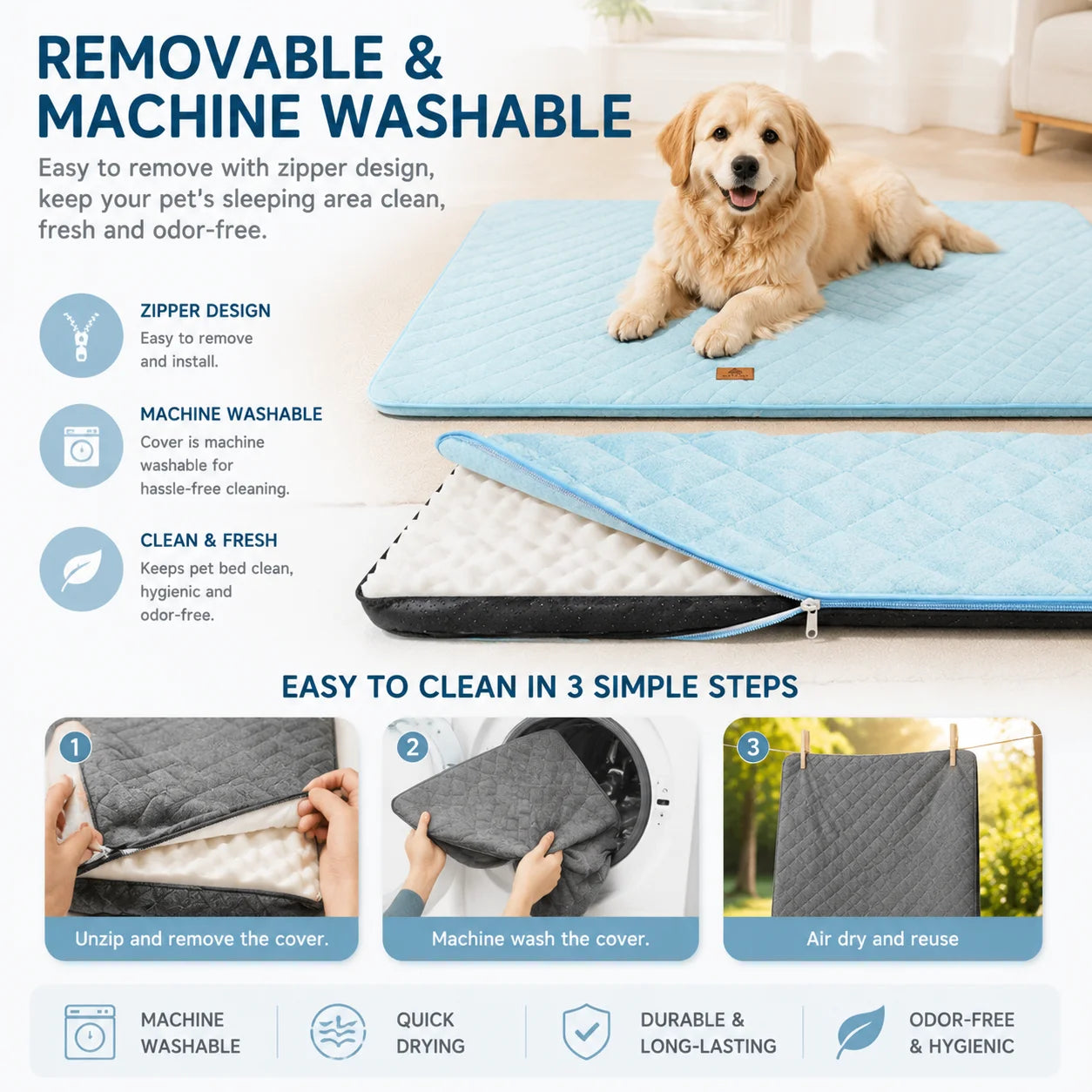 Dog Bed Summer Mat Removable Washable