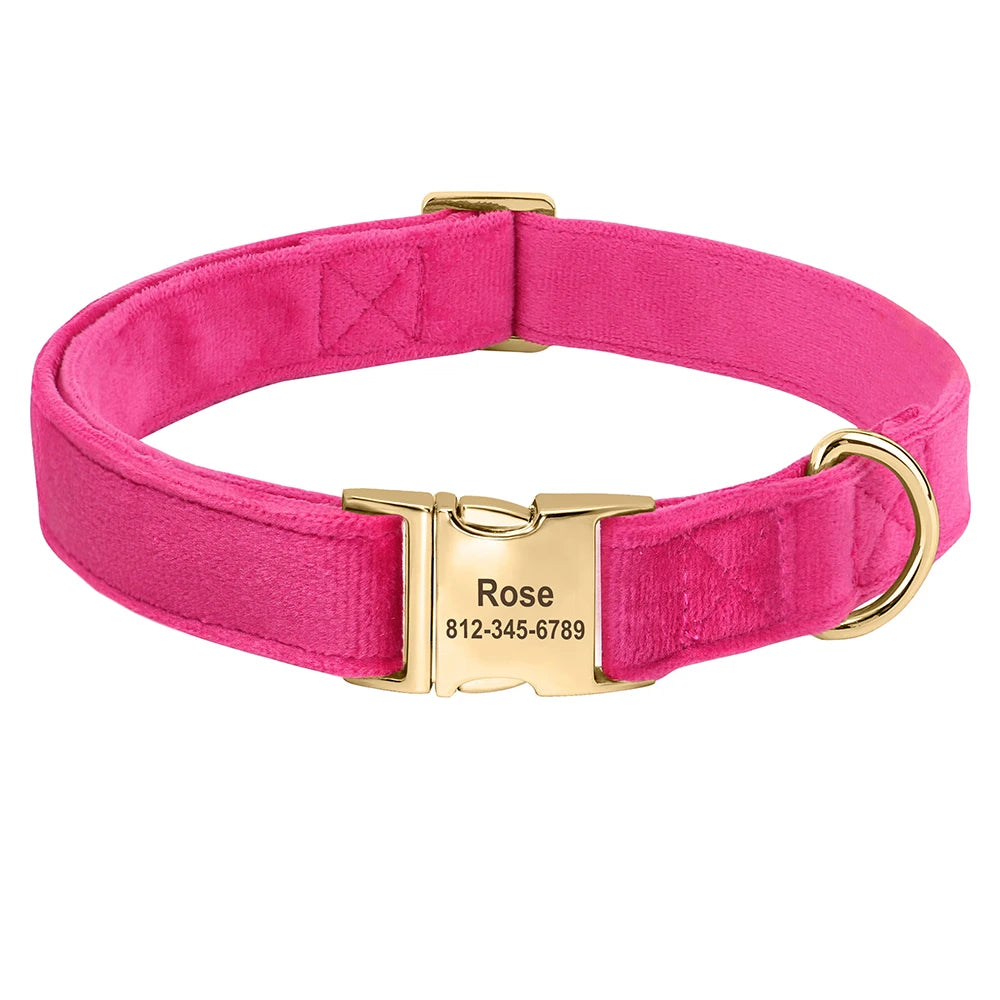 Personalized Velvet Dog Collar Super Soft